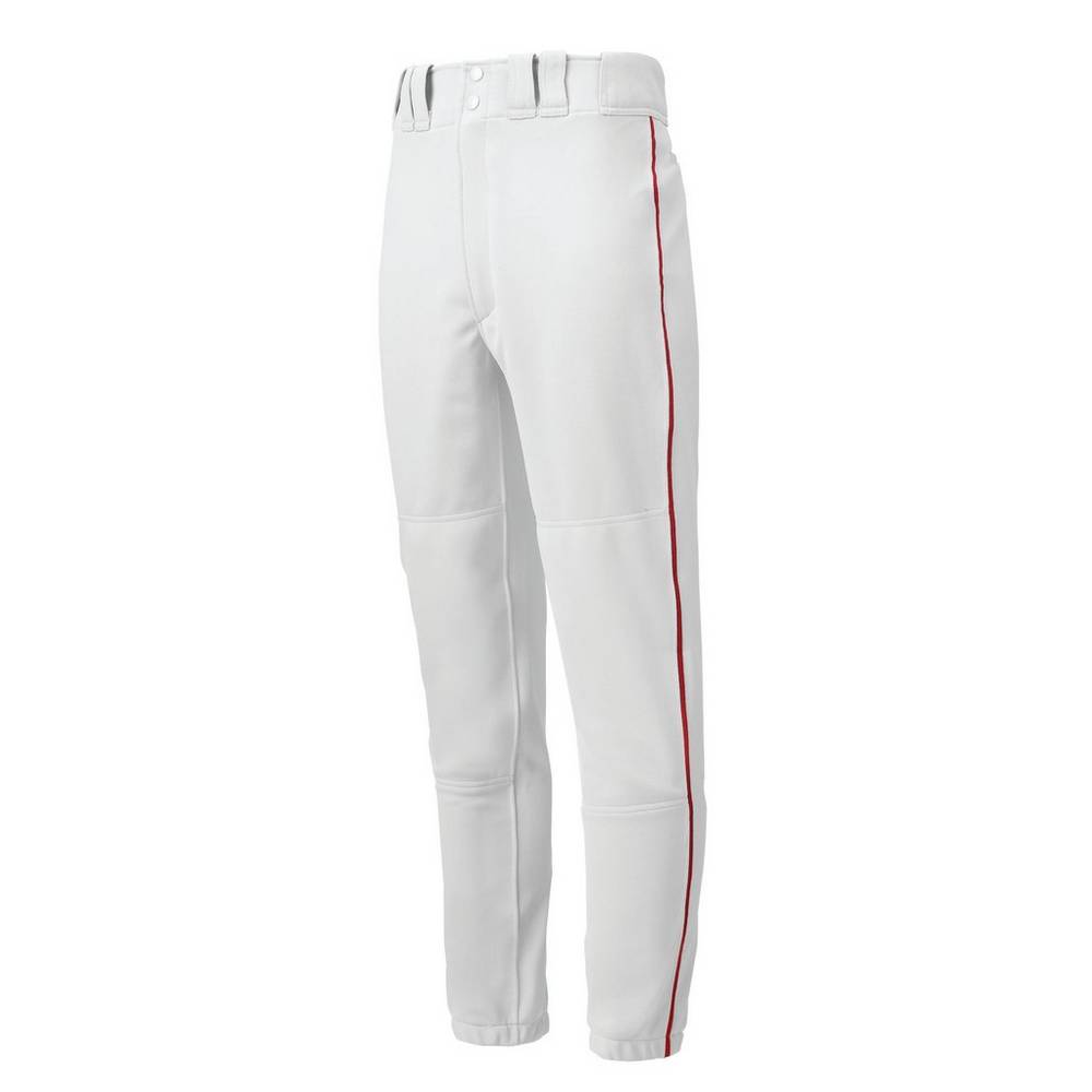 Mens Mizuno Premier Piped Baseball Pants White/Red Philippines (TRDNHL491)